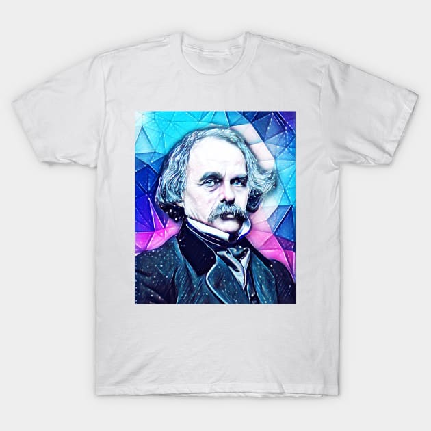 Nathaniel Hawthorne Colourful Portrait | Nathaniel Hawthorne Artwork 14 T-Shirt by JustLit